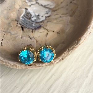 Juicy Couture Blue Gem Earrings. Gold accent.